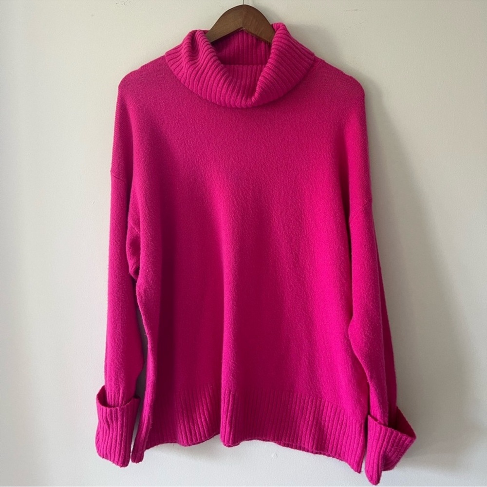 Old Navy Cozy Pink Turtleneck Sweater Oversized Loose Fit Size Large Petite